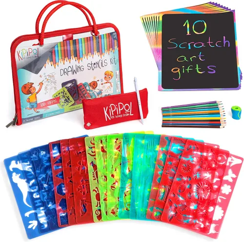 Kipipol 63 plantillas de dibujo para niños de 4 a 8 a 8 a 12 años en adelante, artes y manualidades para niñas y niños, kit de dibujo para niños,