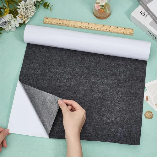 Miniatura 3 de BENECREAT Hojas adhesivas de fieltro negro de 15.5 x 78.5 pulgadas, hojas adhesivas de tela, para hacer disfraces y cajas de joyas