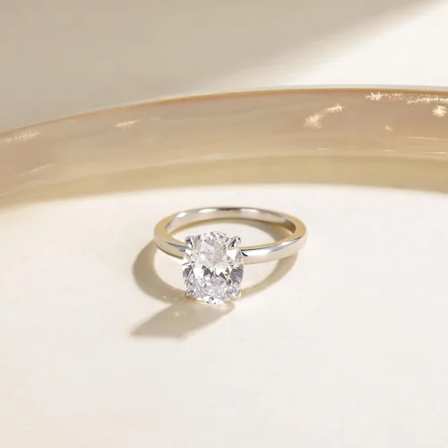 Miniatura 3 de EAMTI - Anillos de compromiso de plata de ley 925de 3quilates con circonia cúbica de corte ovalado, anillos de promesa de boda para mujer