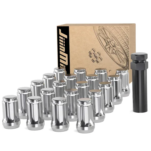 Miniatura 10 de JiiinMiiin 20 tuercas negras de 1/2 x 20 con sintonizador de 6 ranuras, tuerca de bloqueo de 1/2 pulgada a 20 con 1 llave de enchufe de 60 grados