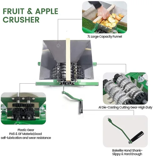 Miniatura 5 de Prensa y trituradora de vino de frutas, 100% natural, trituradora de manzana, uva y bayas, máquina de jugo manual para cocina