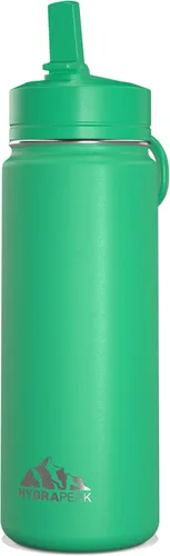 Miniatura 13 de Hydrapeak Mini botella de agua para niños de 20 onzas con tapa con pajilla, doble pared de acero inoxidable, a prueba de fugas y derrames, fría