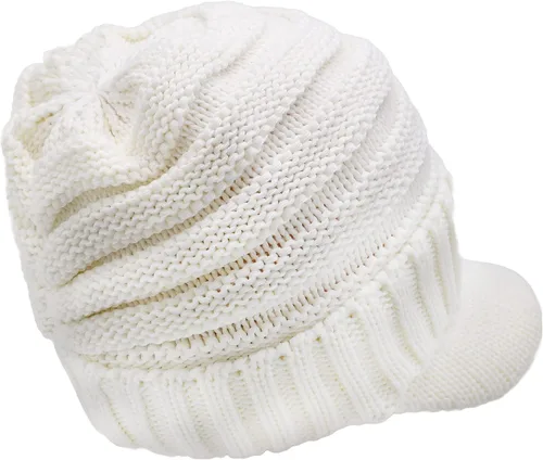 Miniatura 3 de C.C Gorro de punto acanalado de gran tamaño con visera