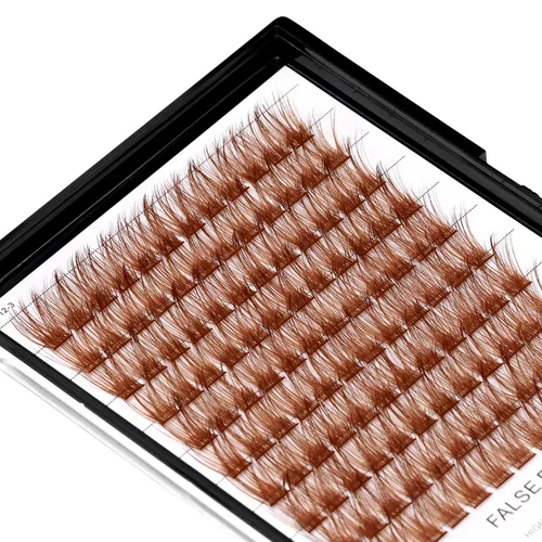 Miniatura 4 de Pestañas postizas de color marrón claro, marrón oscuro, negro y marrón, racimos de pestañas postizas de varios colores, maquillaje profesional
