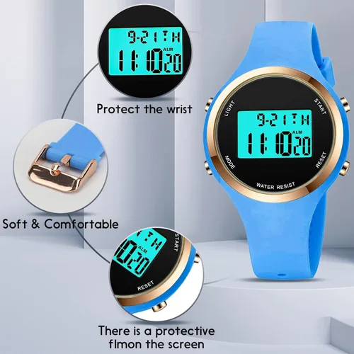 Miniatura 20 de Women LED Display Elecreonic Watch Fashion Chrono Alarm Digital Clock Woman Outdoor Sport Wirstwatch