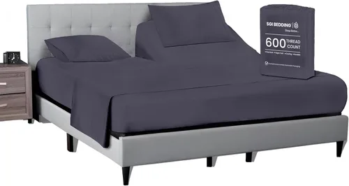 SGI bedding Juego de sábanas King de 36 pulgadas, 100 % algodón egipcio, sábanas ajustables de 600 hilos, juego de sábanas ajustables de 4 piezas,
