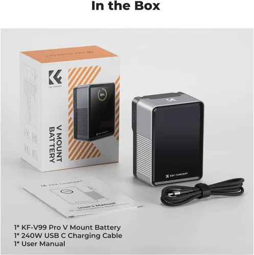 Miniatura 8 de K&F CONCEPT Batería de montaje en V de 99 Wh con carga rápida PD100W 14.8V/6700mAh Mini batería de montaje en V con D-Tap, DC, USB-C dual, USB-A