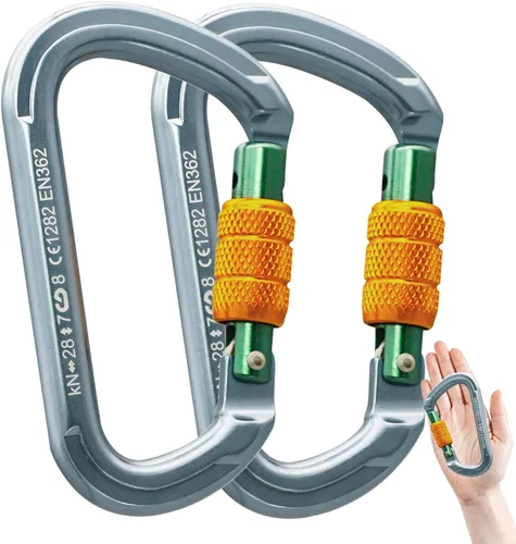 Miniatura 11 de SOB Clips de mosquetón de escalada con bloqueo automático, conector de mosquetón asimétrico de alta resistencia utilizado para rappel