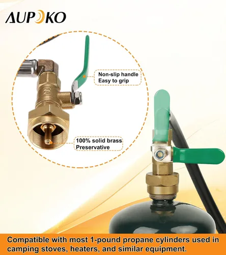 Miniatura 5 de Aupoko Manguera adaptadora de repuesto de propano de 36 pulgadas, manguera de extensión de propano con válvula de control de encendido y apagado