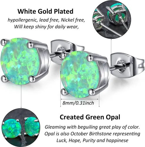 Miniatura 5 de CERSLIMO - Aretes de ópalo multicolor para mujer, 8mm