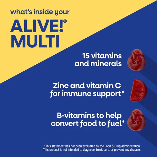Miniatura 3 de Nature's Way ¡Alive! Multivitaminas diarias en gomitas para hombres de 50+, apoya la salud del cerebro, los ojos, el corazón*, vitaminas B, sin
