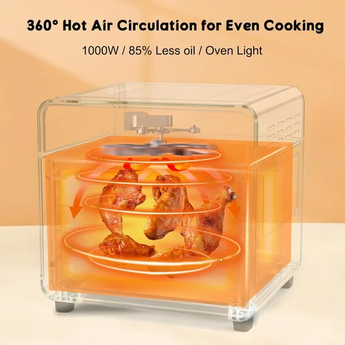 Miniatura 8 de Combo de horno tostador de freidora de aire de 10 cuartos de galón, horno freidora de aire de 3 capas con ventana visible, freidoras de aire