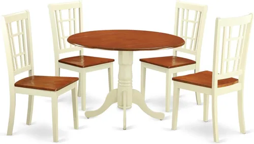 Miniatura 14 de East West Furniture DLNI3-BLK-C - Juego de comedor de 3 piezas que contiene una mesa de comedor redonda con gotas y 2 sillas de cocina tapizadas