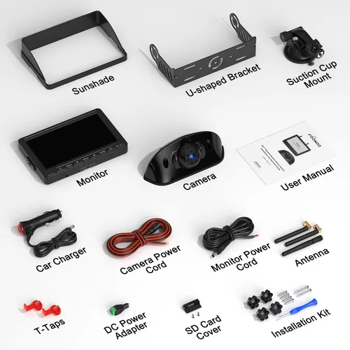 Miniatura 8 de Fookoo Sistema de cámara de respaldo inalámbrica HD 1080P de 7" para RV Furrion pre-cableado, furgoneta camper, monitor DVR IPS de 7" y cámara