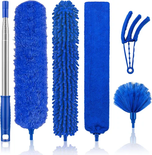 Miniatura 7 de Plumeros para limpieza, plumero Newliton con poste de extensión, plumero de microfibra para ventilador de techo y telarañas, plumero largo