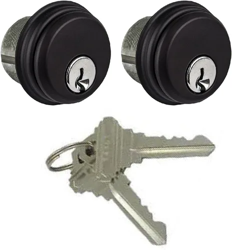 Miniatura 11 de Cerraduras de cilindro, cerradura de puerta comercial, estilo Adams Rite, resistente, 2 llaves (doble cilindro, aluminio plateado, paquete de 4)