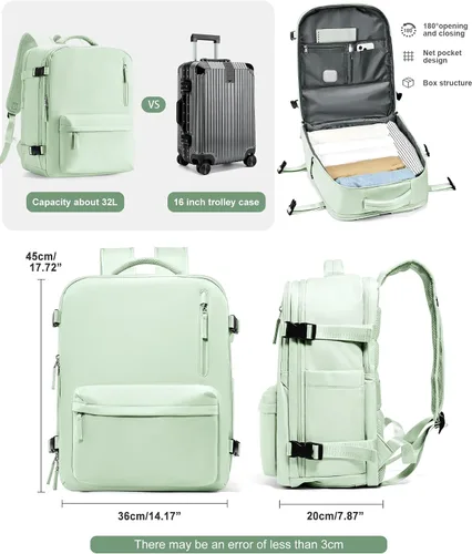 Miniatura 3 de VGCUB Mochila grande de viaje para trabajo, negocios, mochila para computadora portátil aprobada para vuelo, para mujeres y hombres, mochila