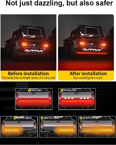 Miniatura 4 de TOPKU Tira de luz trasera LED para camioneta pickup, barra de luz dinámica para portón trasero del camión, tira flexible de 120 cm con luces