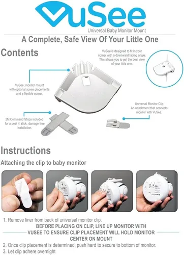 Miniatura 5 de Anywhere - Soporte de pared para monitor de bebé, estante adhesivo sin taladrar para cámaras, compatible con la mayoría de marcas de monitores