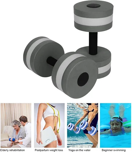 Miniatura 2 de 1 par de mancuernas acuáticas, mancuernas de espuma para ejercicio aeróbico de agua, resistencia a la piscina, equipo de ejercicio acuático para Gris