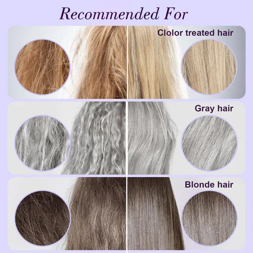 Miniatura 4 de Luseta - Kit de viaje de champú y acondicionador morado iluminador de color para cabello rubio y gris, infundido con aceite de coco nucifera