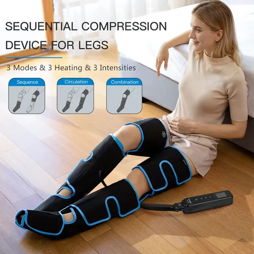 Miniatura 5 de CINCOM Masajeador de piernas con calor y compresión, masajeador de piernas de compresión de aire para circulación y alivio del dolor musculares