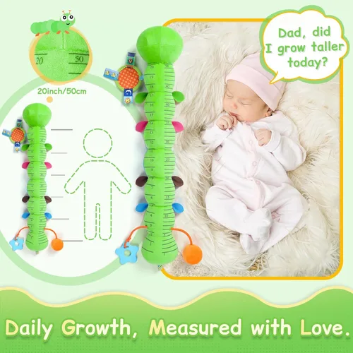 Miniatura 5 de Juguetes para Bebés Sensoriales Musicales Peluche de Animal para Infantes de 0-3-6-12 Meses Tiempo Boca Abajo Recién Nacido, Oruga de Felpa con Verde