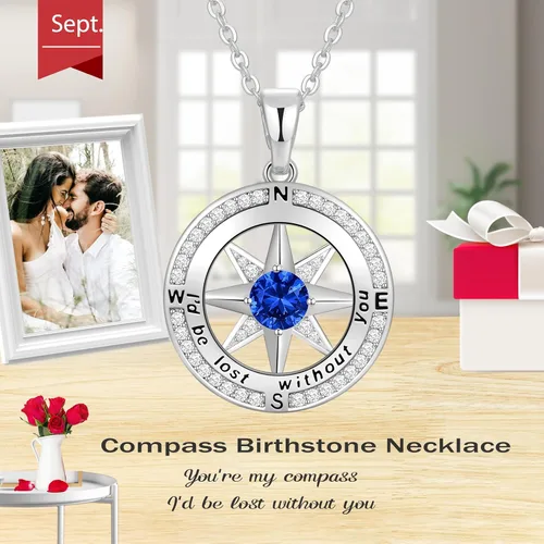 Miniatura 18 de Peeshow Collar para mujer, brújula, piedra natal, joyería de cumpleaños, aniversario, ideas para su novia, regalo romántico de amor en Navidad, día