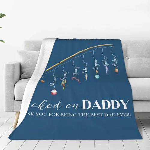 Miniatura 12 de Manta personalizada para papá con nombres de niños de 1 a 10 años, manta con texto en inglés "Thank You for Being The Best Dad Ever", para el Día