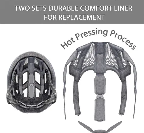 Miniatura 3 de Casco de bicicleta para adultos, hombres y mujeres, con luz - Casco de bicicleta de montaña y carretera con almohadillas de repuesto y visera Gris