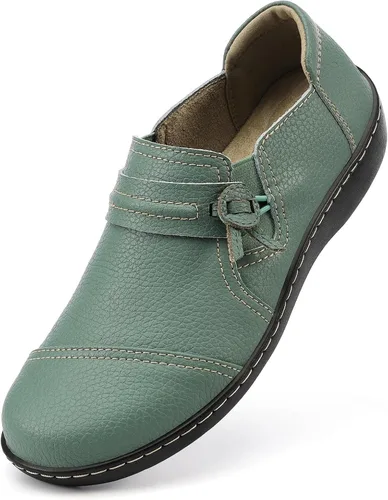 LAZYPOP Mocasines de cuero clásicos y cómodos para mujer, bonitos zapatos de vestir informales, ligeros, para caminar, zapatos planos para el
