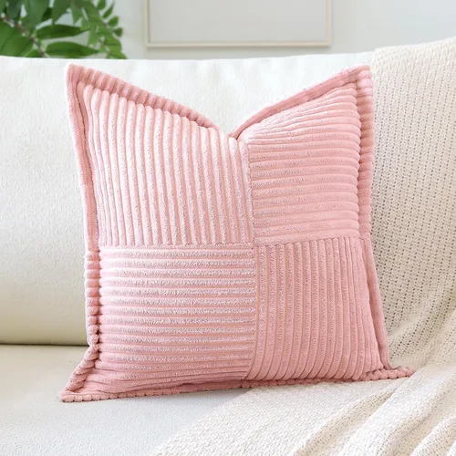 Miniatura 25 de OTOSTAR Fundas de almohada de pana a rayas con empalme, fundas de almohada bohemias súper suaves laterales decorativas con textura para sofá, cama