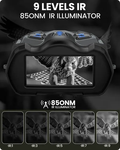 Miniatura 3 de Gafas de visión nocturna 4K, binoculares de visión nocturna mejorados con batería recargable de 5000mAh - Visión nocturna digital 16X de 9 Gris