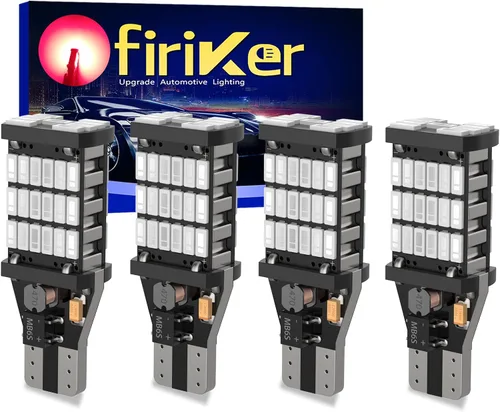 firiKer 4 luces de freno LED rojo brillante 921 T15 912 W16W, sin errores 45SMD-4014 chipsets, 912 921 906 bombillas LED de coche para coche,