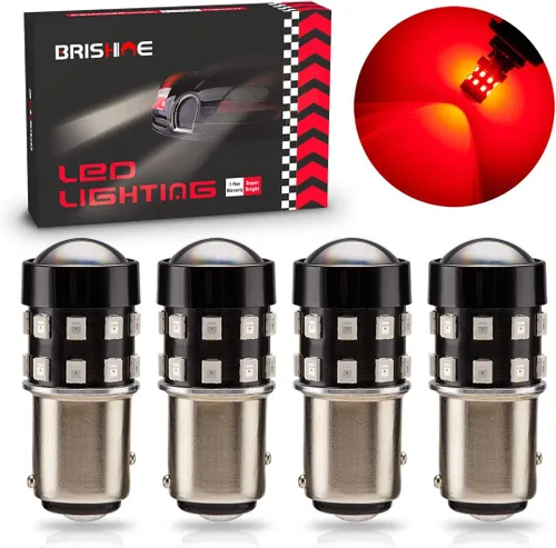 Miniatura 8 de Bombillas LED BAY15D superbrillantes 1157 2057 2357 7528 BAY15D rojo brillante 9-30V sin polaridad 24-SMD chipsets LED con proyector para luces