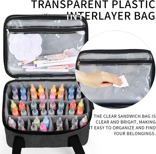 Miniatura 4 de Estuche de almacenamiento de pintura acrílica, negro, unisex, plástico y cuero, ideal para artistas sobre la marcha