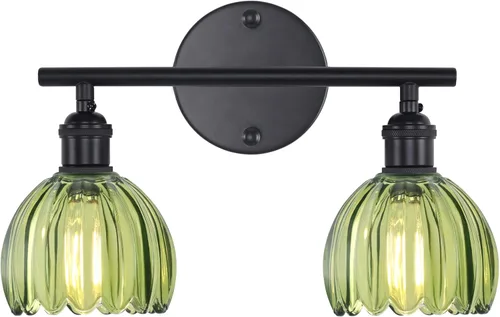 Miniatura 36 de Shenmoyl Accesorios de Iluminación para Baño, Lámpara de Pared de Latón de 3 Luces para Tocador Sobre Espejo con Pantalla de Cristal Tulipán Base