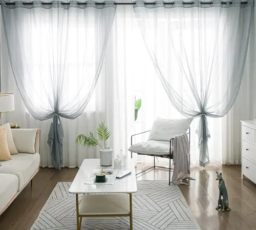 Miniatura 26 de PI - Cortinas traslúcidas con paneles pequeños, cortina transparente para ventana de cocina, mirador, 2 paneles