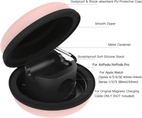 Miniatura 18 de MoKo Caja de almacenamiento compatible con Apple Watch Series 11/10/9/8/7/6/5/4/3/2/1/SE3/SE2/SE, funda protectora portátil de viaje para AirPods