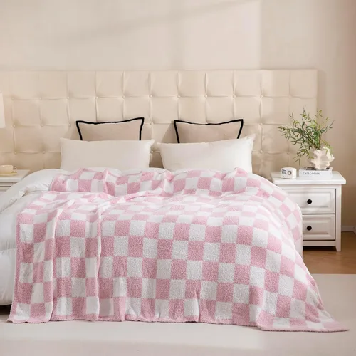 Miniatura 2 de YIRUIO Manta Throw a Cuadros Tablero de Ajedrez Esponjosa Suave Cálida Cómoda Reversible Súper Suave Acogedora para Decoración del Hogar Cama Sofá