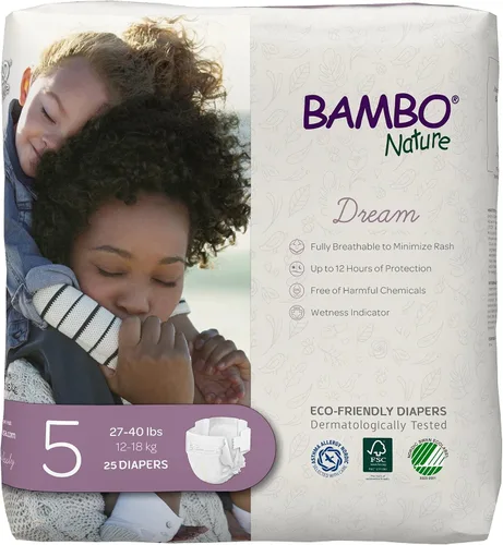 Miniatura 21 de Bambo Nature Pañales hipoalergénicos Dream Baby, pañales sostenibles con etiqueta ecológica de primera calidad, protección mejorada contra fugas
