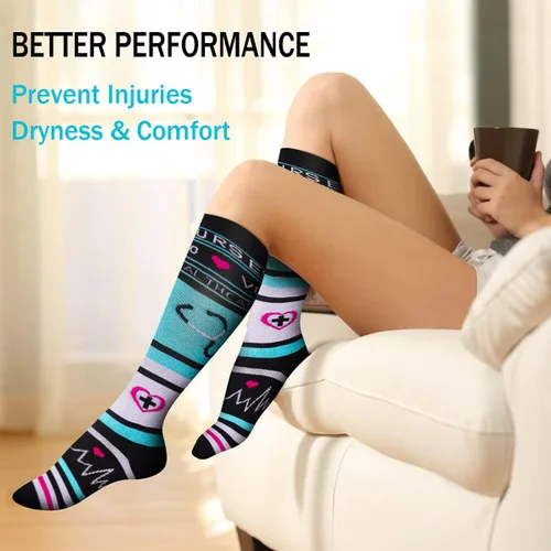 Miniatura 45 de SunFeeling - Calcetines de compresión para mujeres y hombres, 6 pares, brinda soporte a enfermeras, al correr, practicar atletismo y deportes