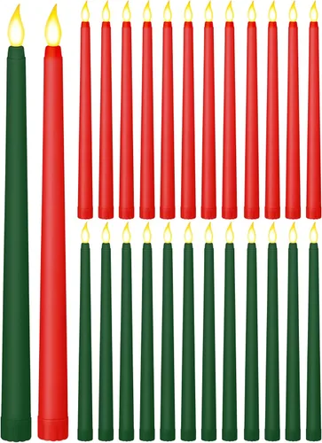 Miniatura 12 de Treela 24 piezas de velas cónicas sin llama, operadas con pilas, falsas a granel, velas de 11 pulgadas, luces LED, candelabros parpadeantes cónicos