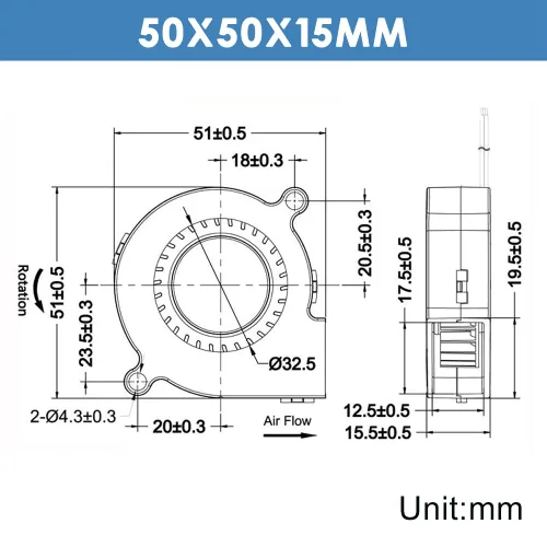 Miniatura 2 de WINSINN Ventilador de ventilador USB de 1.969 in 5015 de 5 V, 1.969 in, micro mini USB de 5 voltios, ventilador de turbina turbina de doble