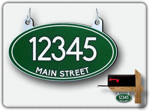 Miniatura 17 de Curb N Sign Placas de Números Colgantes para Buzón - Hechas de Material Compuesto de Aluminio - Súper Reflectantes, Opciones de Doble Cara Números