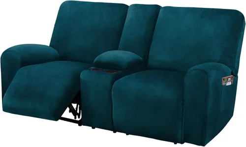 Miniatura 8 de Asiento reclinable con funda de consola central, fundas de sofá reclinable de terciopelo de 8 piezas, fundas de sofá reclinable de 2 plazas, funda