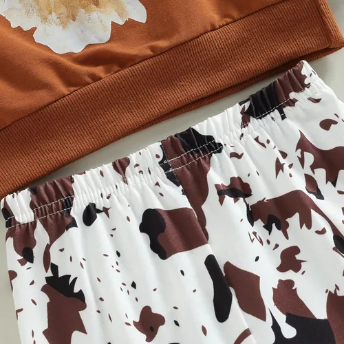 Miniatura 60 de Kaipiclos Ropa occidental para bebé niña, con lindo estampado con volantes, manga larga, pantalones para otoño e invierno, trajes de vaquera