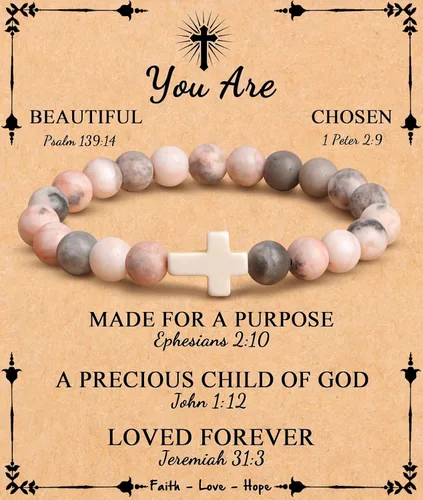 JoycuFF Pulseras de cruz para mujer, joyería cristiana católica religiosa de fe religiosa de Pascua, joyería cristiana católica significativa,