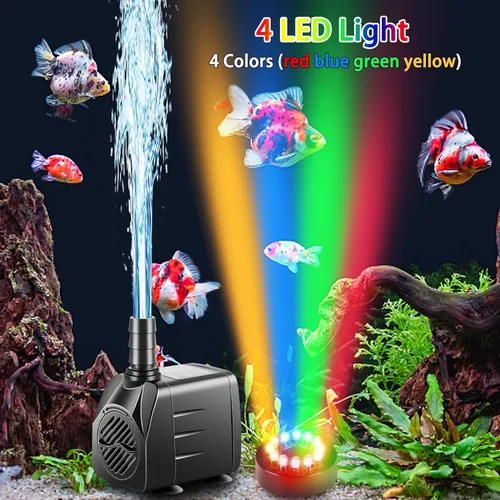 Miniatura 6 de Paquete de 3 bombas sumergibles con luz LED, bomba de fuente pequeña con tubo, bomba de agua sumergible para acuario, pecera, interior o exterior