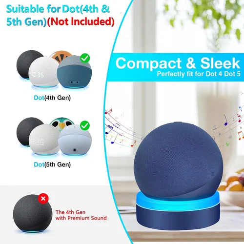 Miniatura 2 de ZUOLACO Table Stand for Echo Dot 5th Generation, Desktop Holder Mount for Echo Dot 4th/5th Gen, Base Bracket with Light Guide, Dot Accessories with